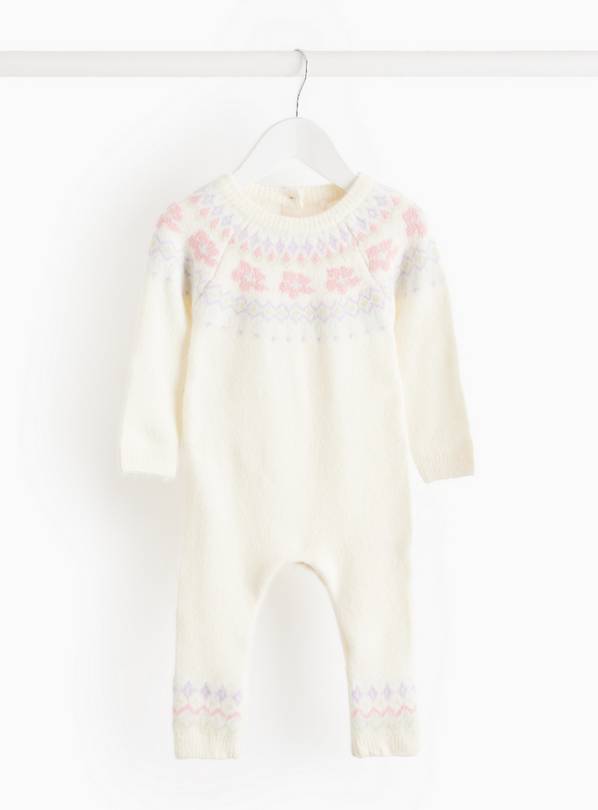 Cream Pastel Fair Isle Knitted Romper 6-9 months